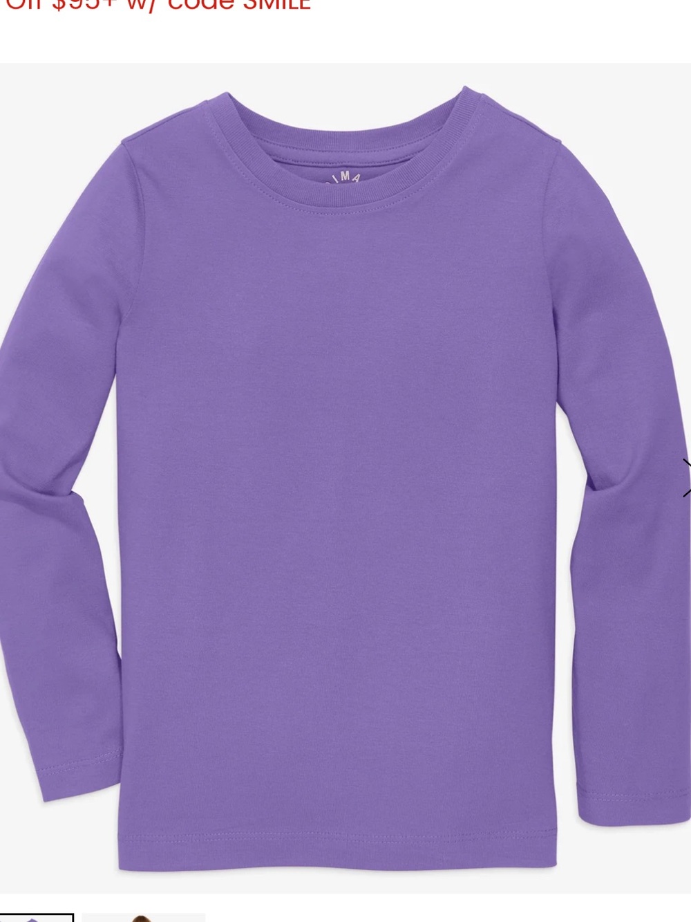 Primary 100% cotton long sleeve tee